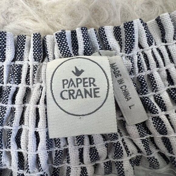 Paper Crane NWOT Cotton Striped Smocked Off Shoulder Midi Dress Boho Dress Large - Picture 8 of 12